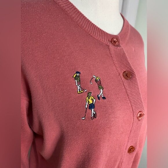Vintage Plum-Pink Pivot Rules Golf Cardigan - Picture 2 of 7